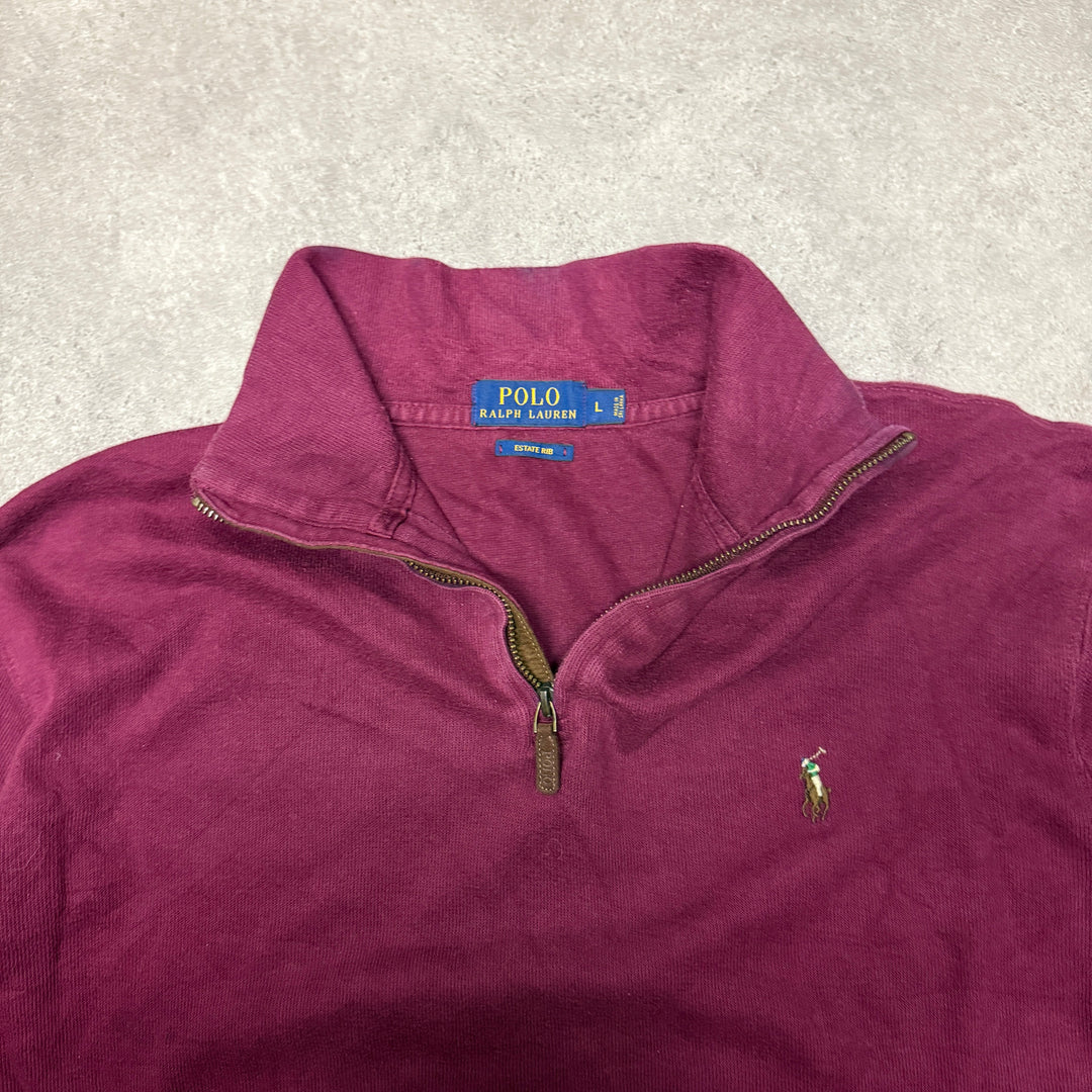 Polo Ralph Lauren Quarter Zip Jumper  Size L  Burgundy