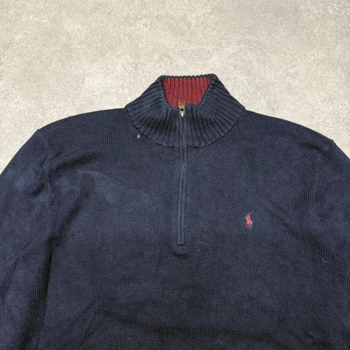 Polo Ralph Lauren Quarter Zip Knit Jumper  Size 2XL Grey