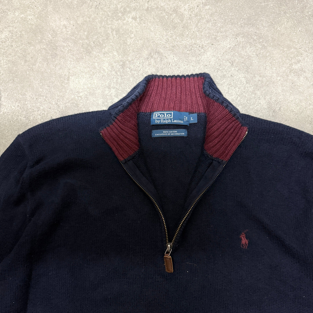 Polo Ralph Lauren Quarter Zip Knit Jumper  Size 2XL Grey