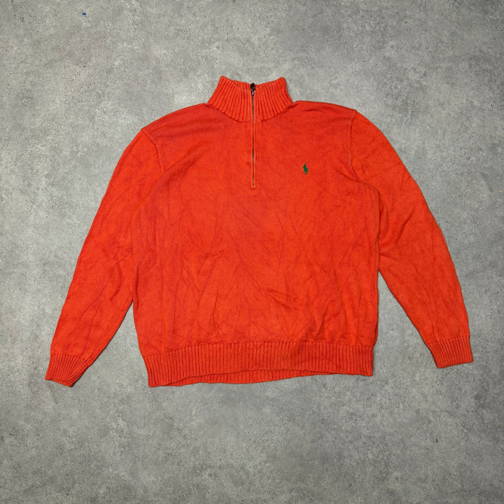 Polo Ralph Lauren Quarter Zip Jumper Size XL Orange