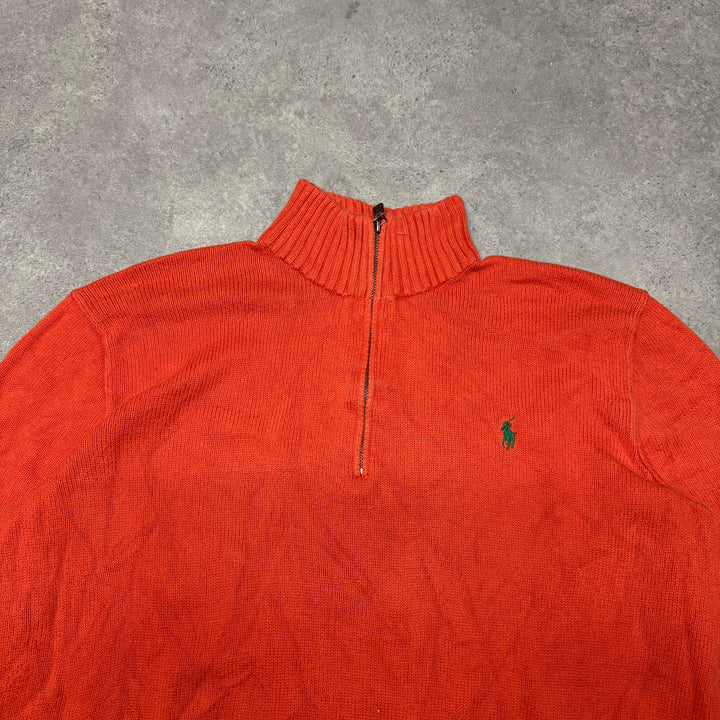 Polo Ralph Lauren Quarter Zip Jumper Size XL Orange