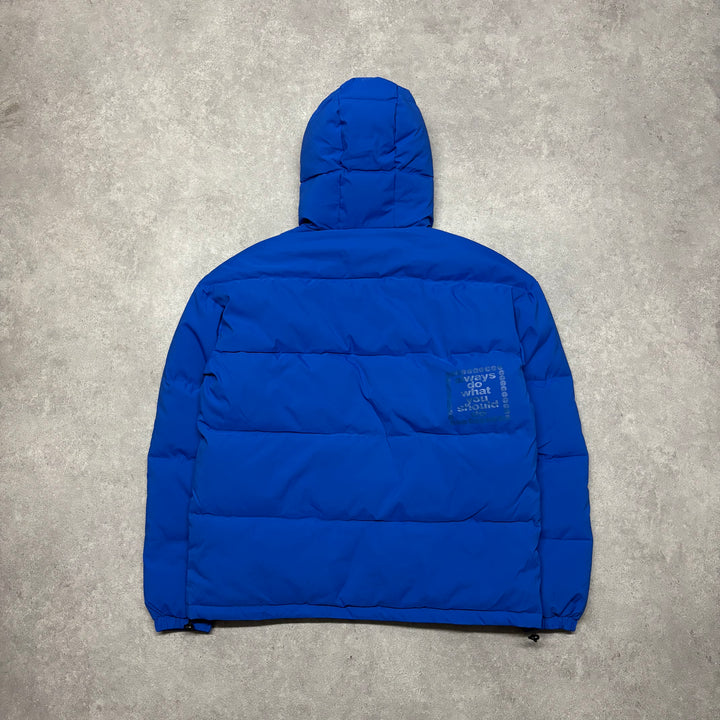 Always Do What You Should Do Blue Puffer Jacket (XXL)