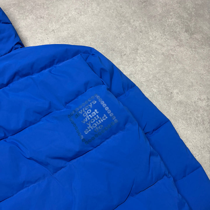 Always Do What You Should Do Blue Puffer Jacket (XXL)