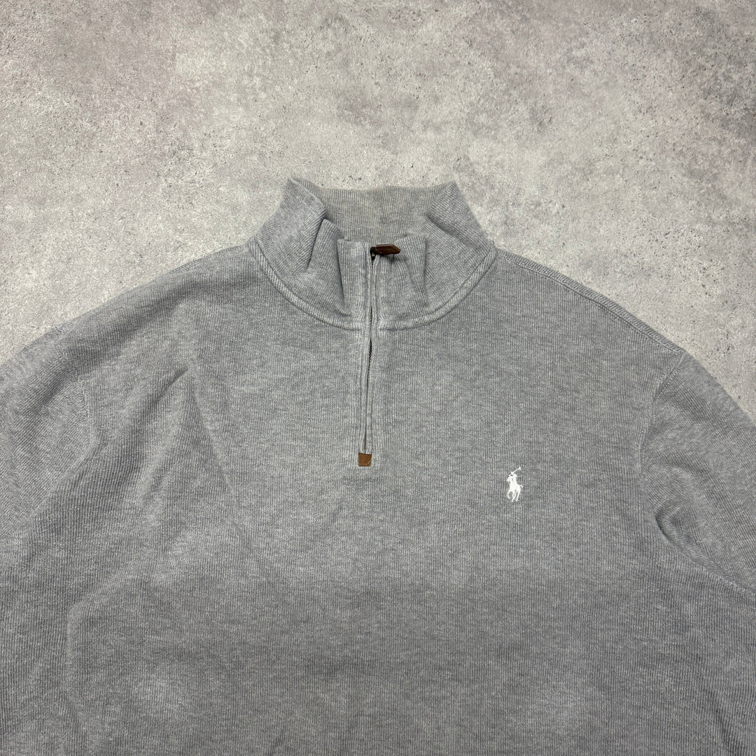 Polo Ralph Lauren Quarter Zip Jumper Size XL Light Grey