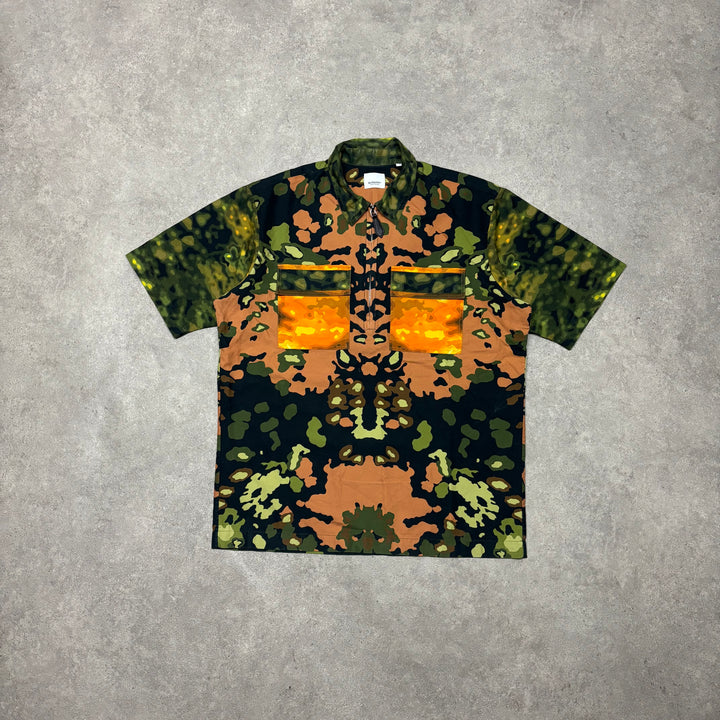 Burberry Camoflague Print Collared T-Shirt (M)