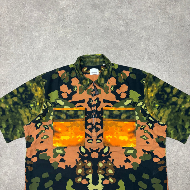 Burberry Camoflague Print Collared T-Shirt (M)