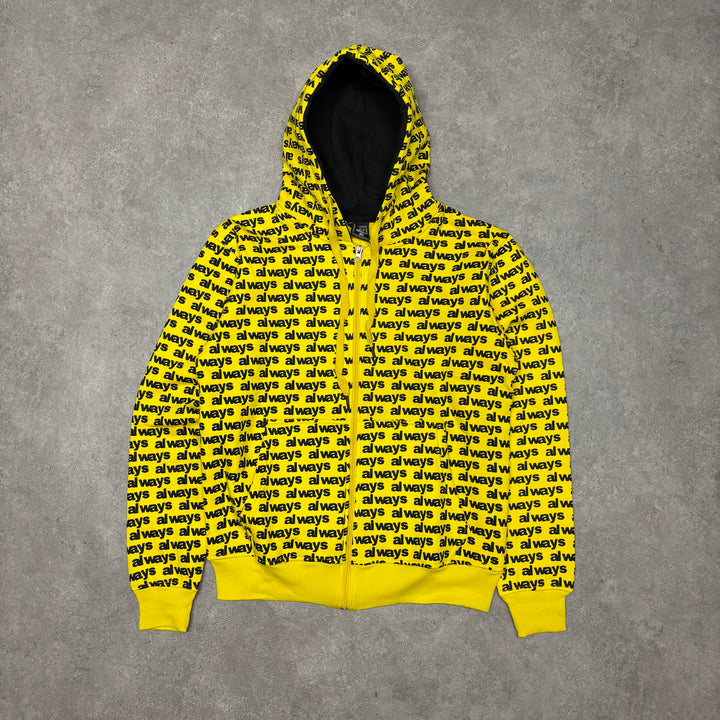 Always Do What You Should Do Yellow Print Full Zip Hoodie (M)