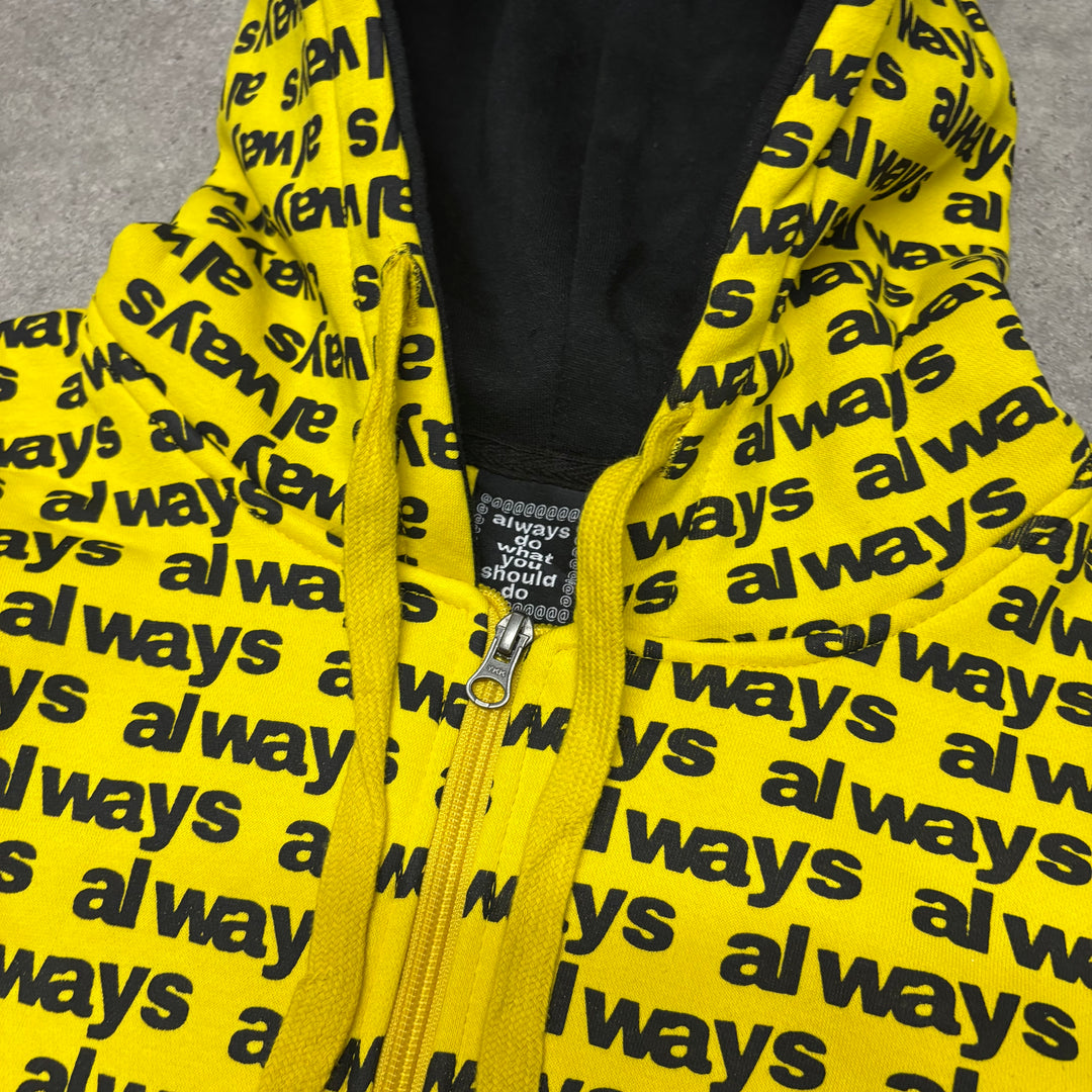 Always Do What You Should Do Yellow Print Full Zip Hoodie (M)