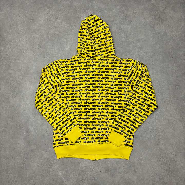 Always Do What You Should Do Yellow Print Full Zip Hoodie (M)