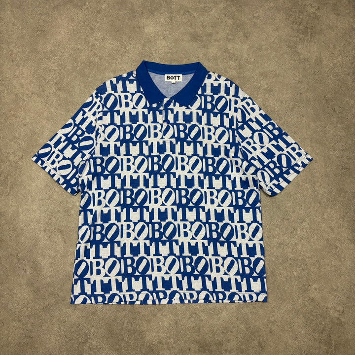 Batt Monogram Blue Collared T-Shirt (XL)