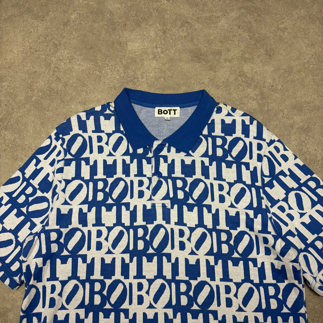Batt Monogram Blue Collared T-Shirt (XL)