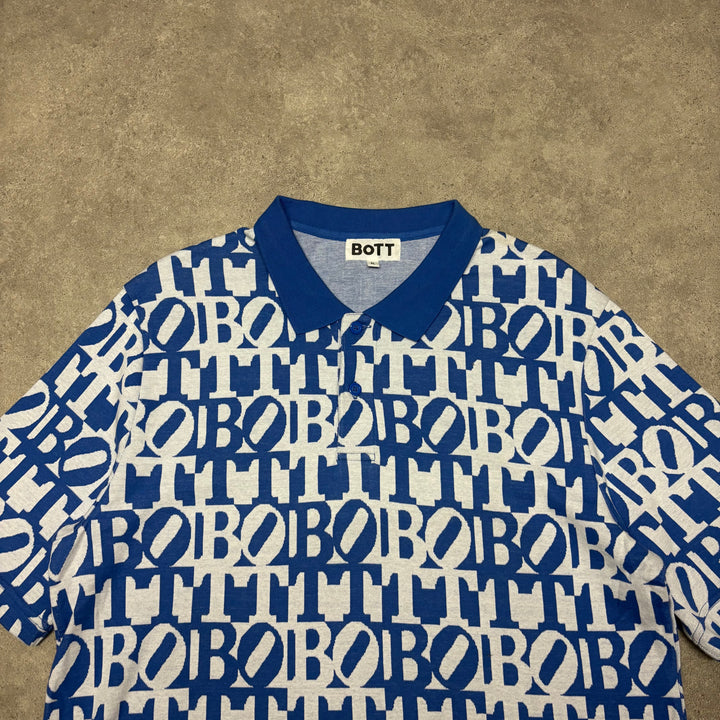 Batt Monogram Blue Collared T-Shirt (XL)