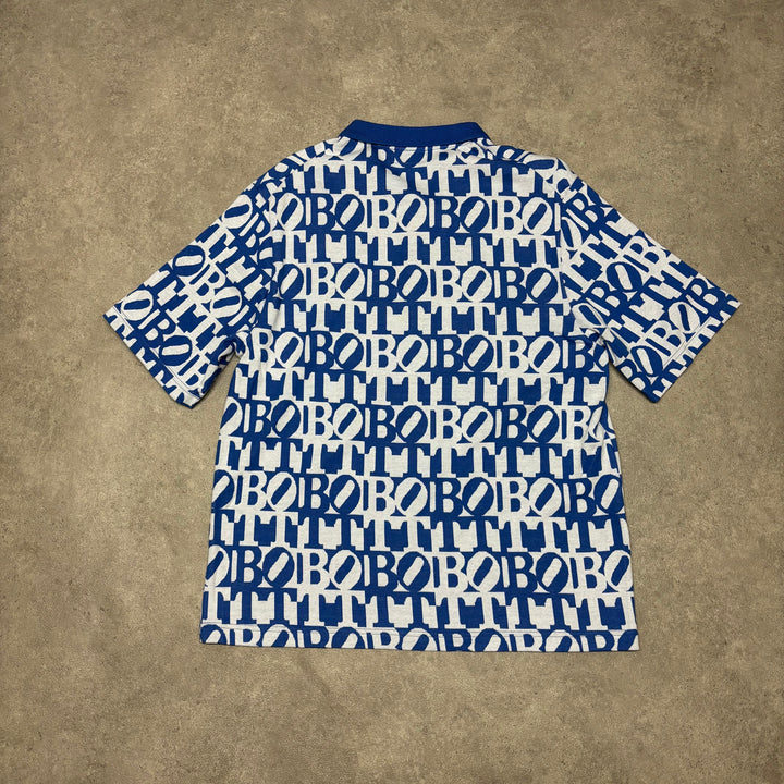 Batt Monogram Blue Collared T-Shirt (XL)