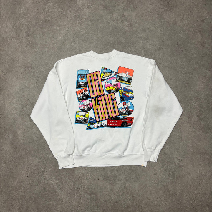 Vintage Nascar White Graphic Sweatshirt (L)