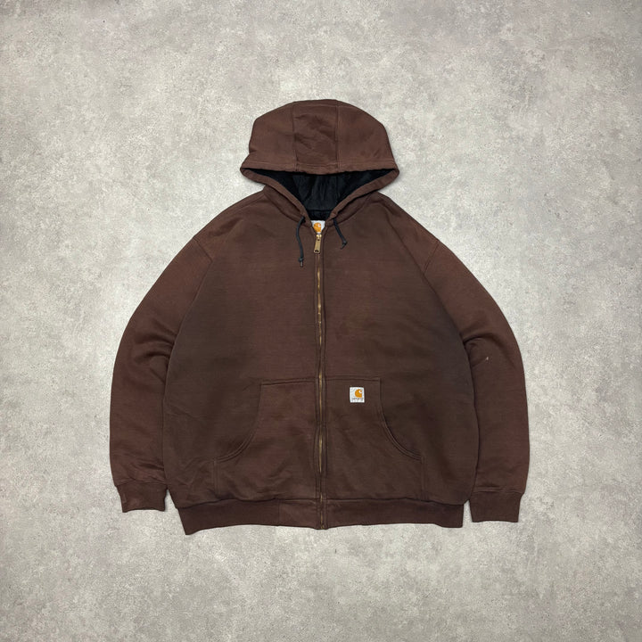 Vintage Carhartt Heavyweight Brown Full Zip Hoodie (XXL)