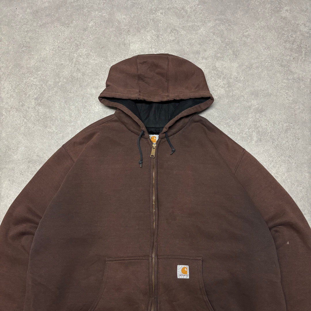 Vintage Carhartt Heavyweight Brown Full Zip Hoodie (XXL)