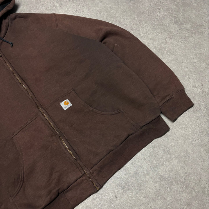 Vintage Carhartt Heavyweight Brown Full Zip Hoodie (XXL)