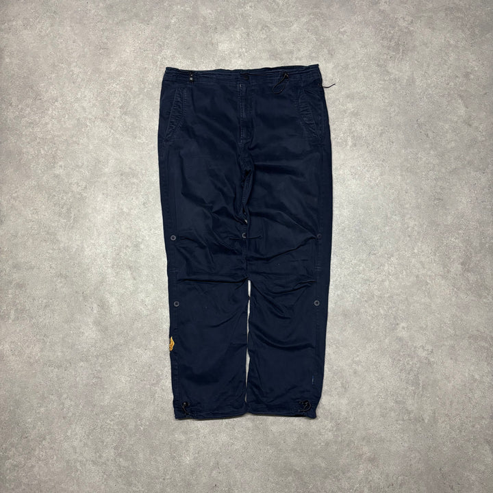 Maharishi Embroidered Navy Cargo Trousers (XL)