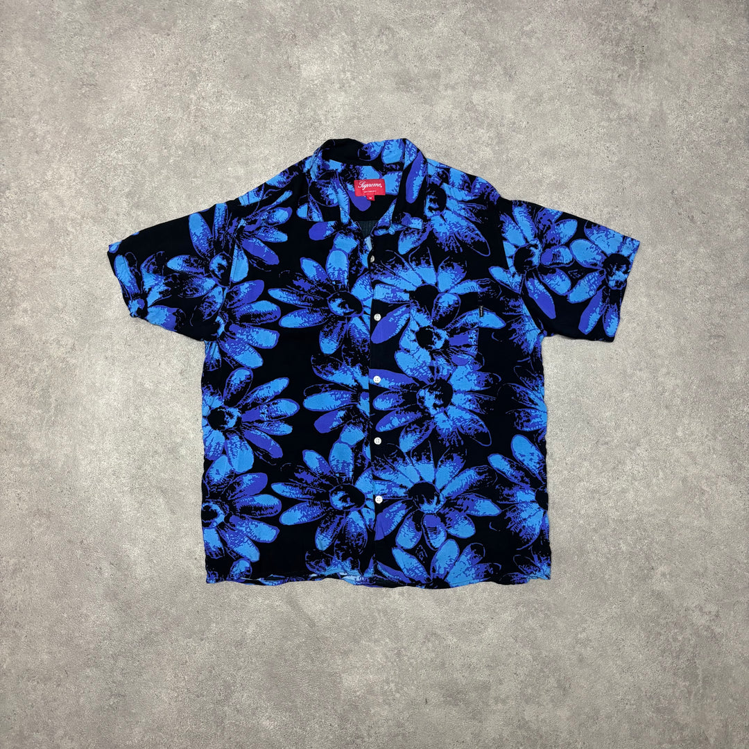 Supreme Hawaiian Button Up Floral Blue Shirt (M)