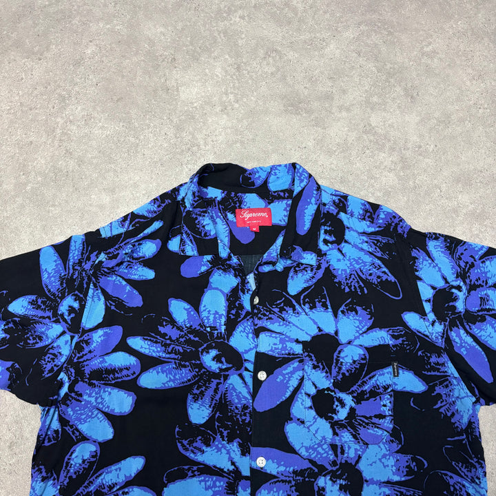 Supreme Hawaiian Button Up Floral Blue Shirt (M)