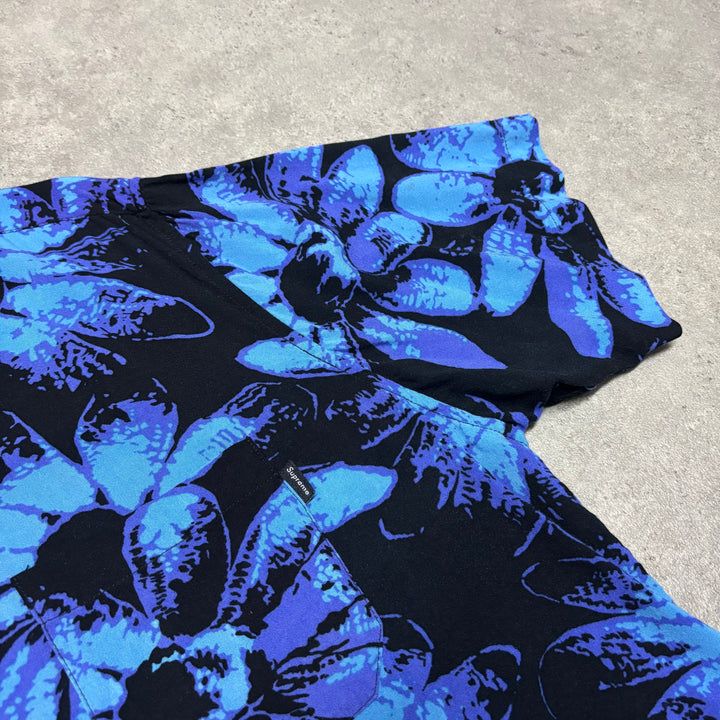 Supreme Hawaiian Button Up Floral Blue Shirt (M)