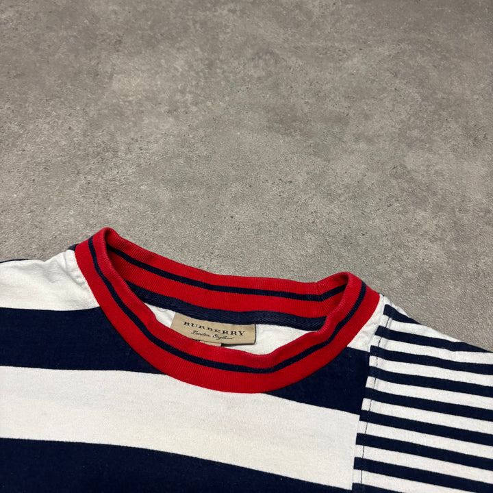 Burberry White & Blue Striped T-Shirt (M)