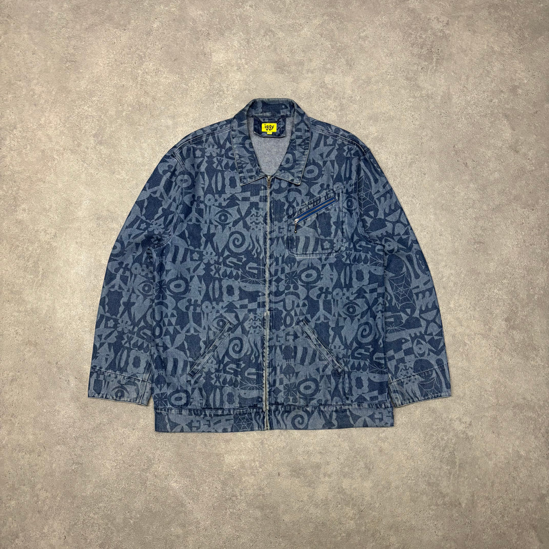 Icons Iggy Blue All Over Print Denim Jacket (XL)