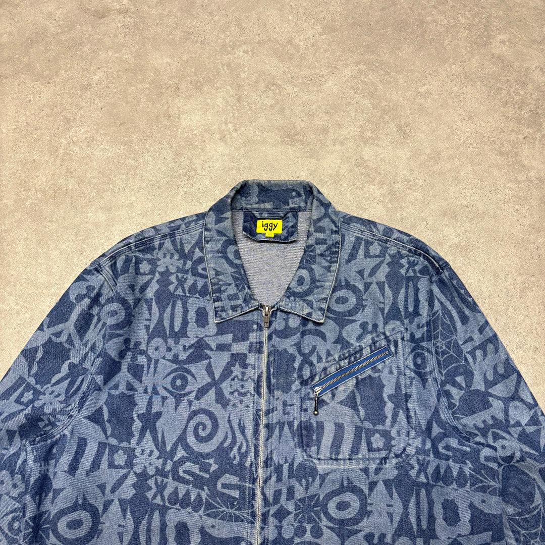 Icons Iggy Blue All Over Print Denim Jacket (XL)