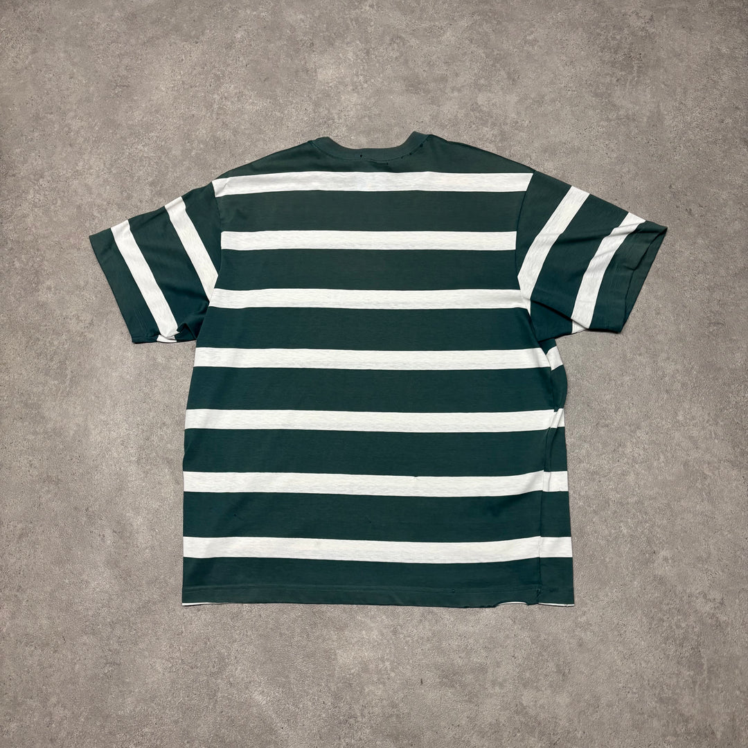 Vintage Stussy Green Striped T-Shirt (XL)