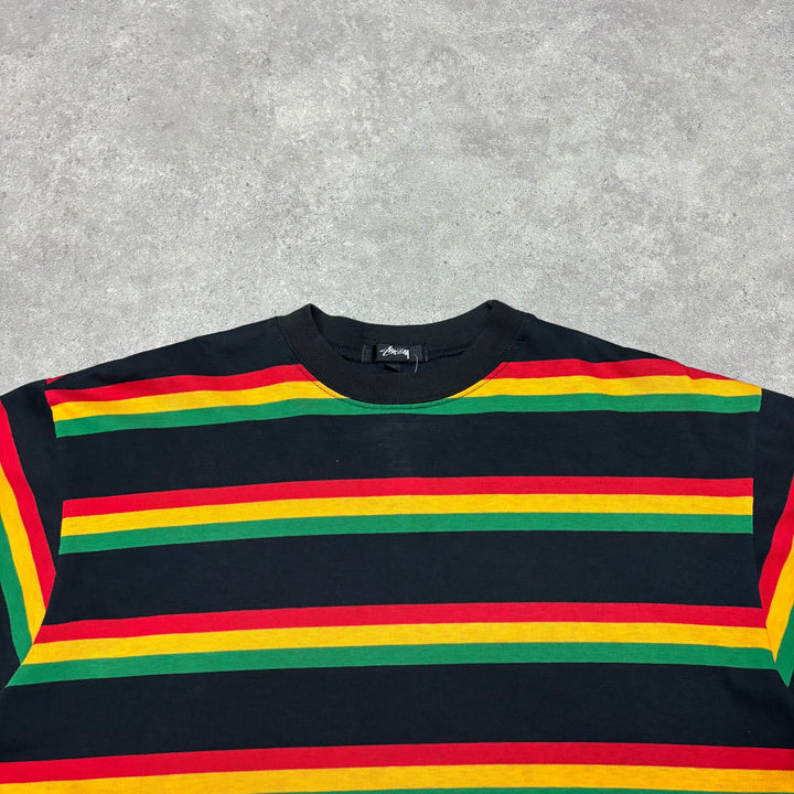 Vintage Stussy 1991 Tom Tom Striped T-Shirt (L)