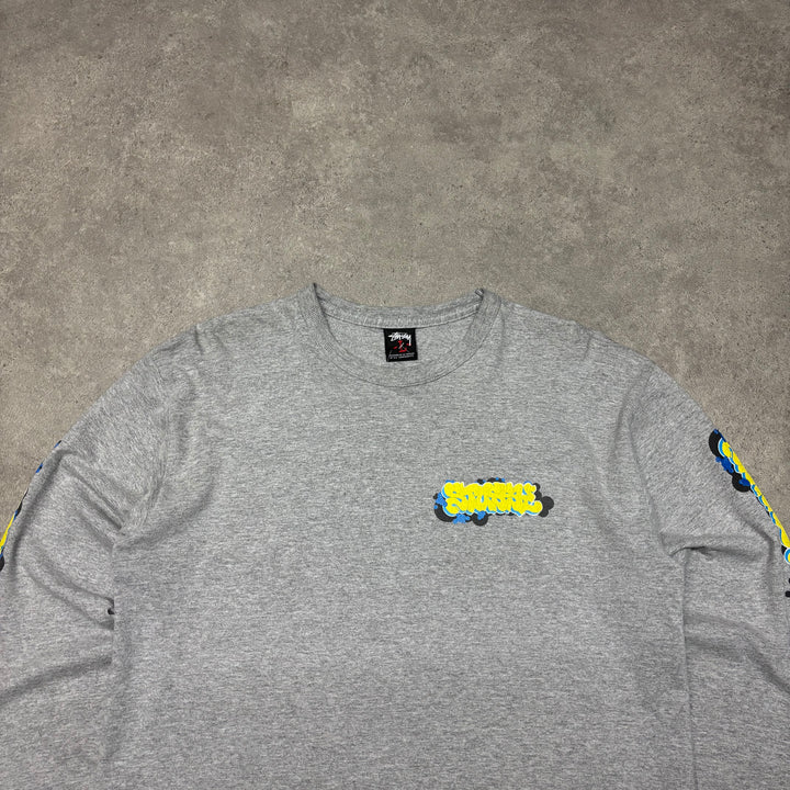 Vintage Stussy Grey Long Sleeve T-Shirt (L)