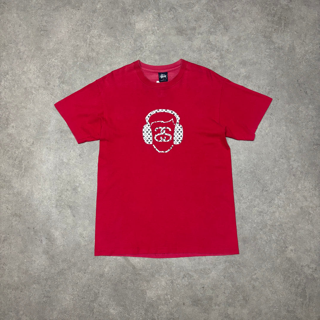 Vintage Stussy x LV Red Headphone T-Shirt (M)