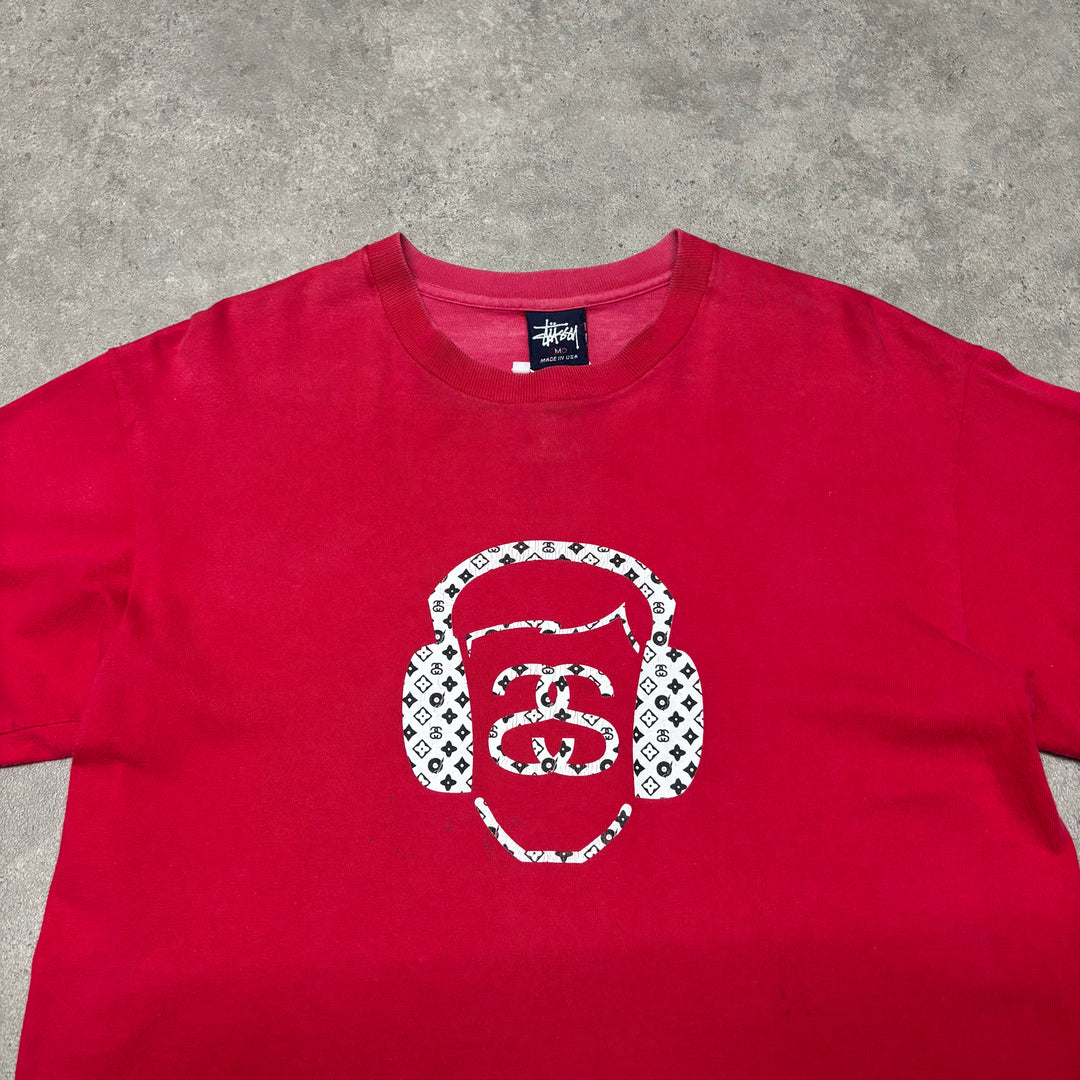 Vintage Stussy x LV Red Headphone T-Shirt (M)