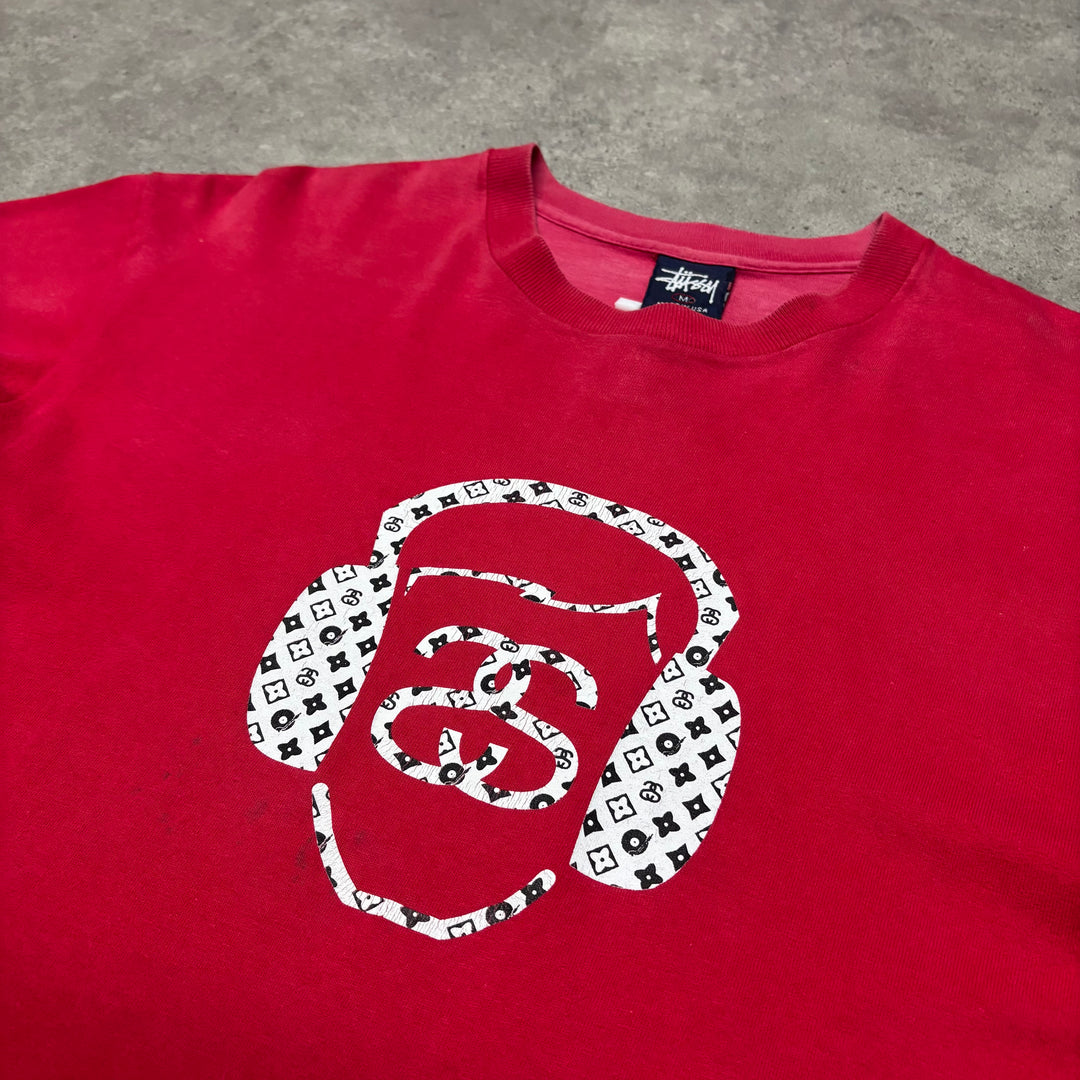 Vintage Stussy x LV Red Headphone T-Shirt (M)