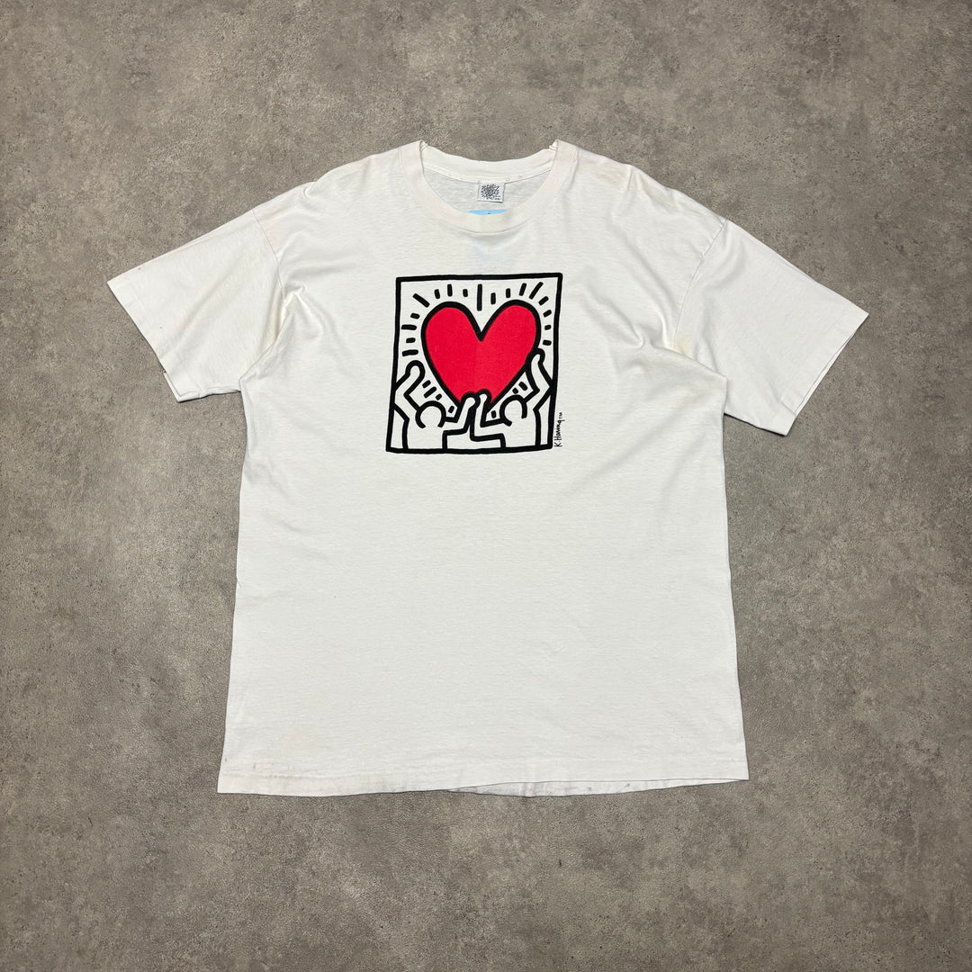 Vintage 90's Keith Haring White T-Shirt (XXL)