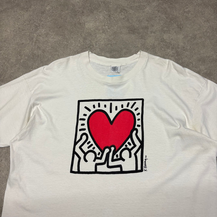 Vintage 90's Keith Haring White T-Shirt (XXL)