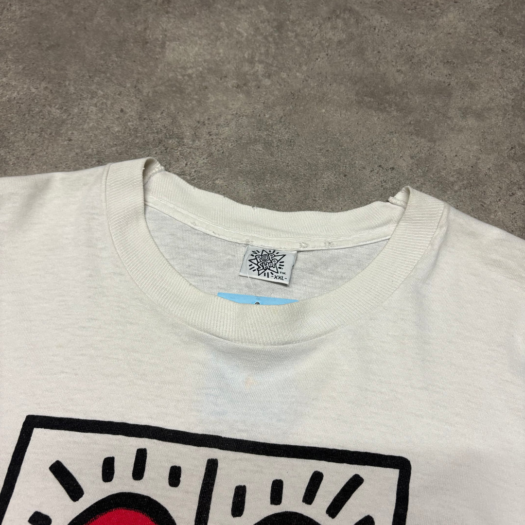Vintage 90's Keith Haring White T-Shirt (XXL)