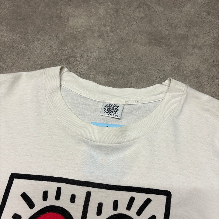 Vintage 90's Keith Haring White T-Shirt (XXL)