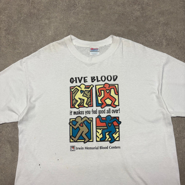 Vintage Keith Haring White Graphic T-Shirt (XL)