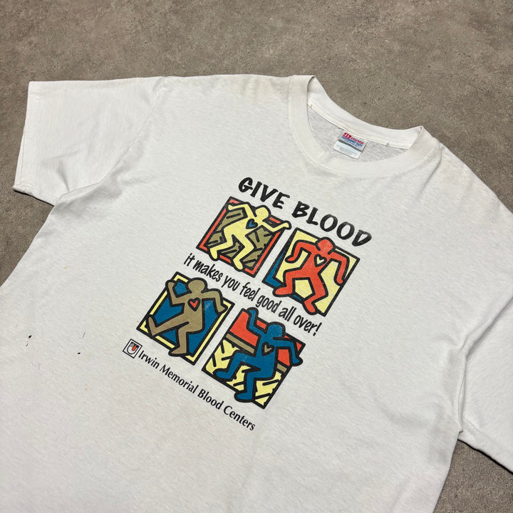 Vintage Keith Haring White Graphic T-Shirt (XL)