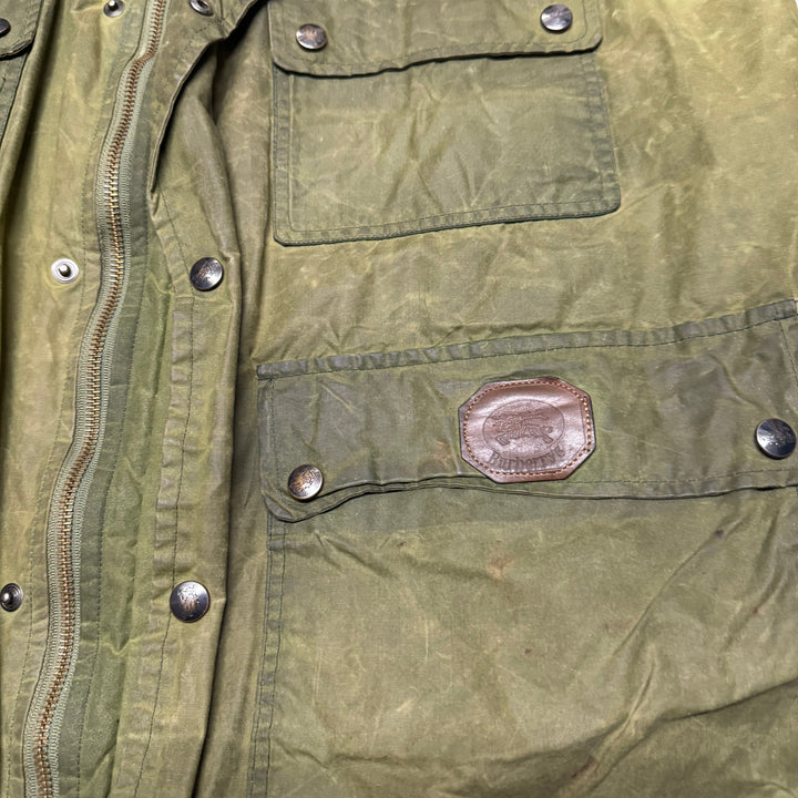 Vintage Burberry Wax Gilet Size L Green