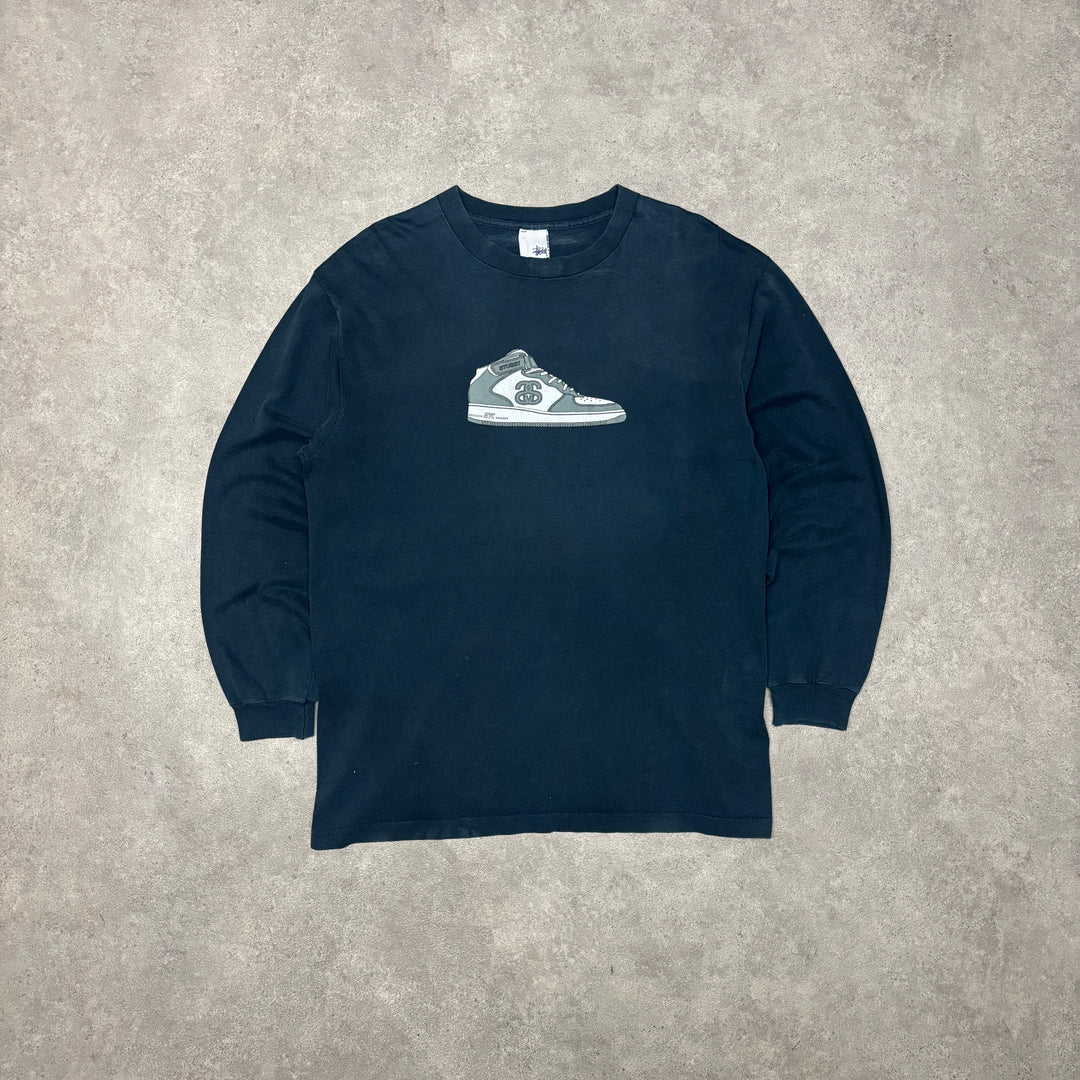 Vintage Stussy Navy Long Sleeve Graphic T-Shirt (L)