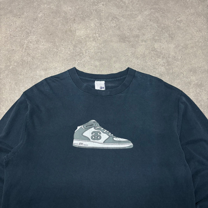 Vintage Stussy Navy Long Sleeve Graphic T-Shirt (L)