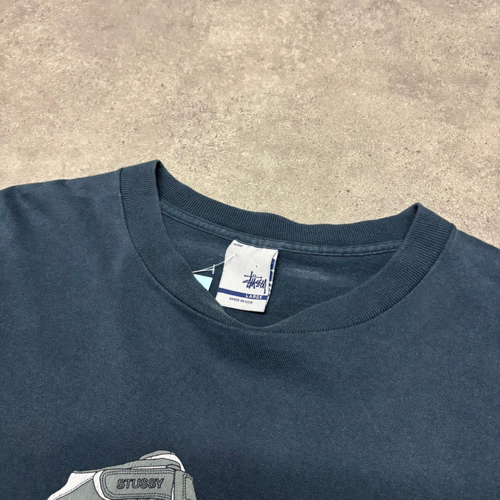 Vintage Stussy Navy Long Sleeve Graphic T-Shirt (L)