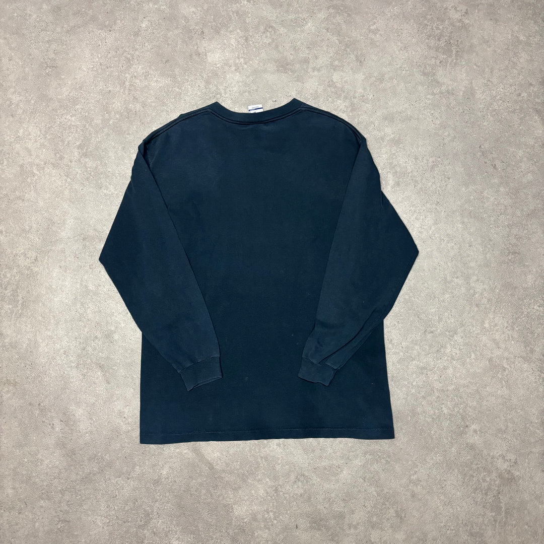 Vintage Stussy Navy Long Sleeve Graphic T-Shirt (L)