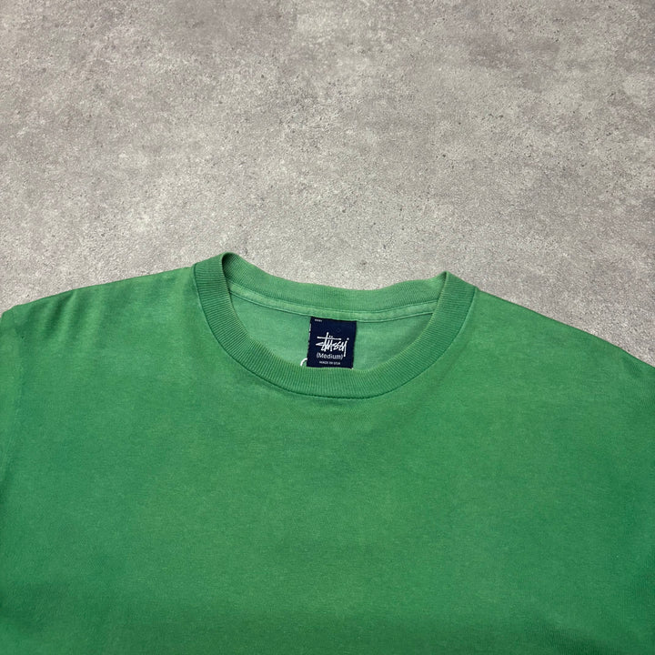 90's Vintage Stussy Green Made In USA T-Shirt (M)