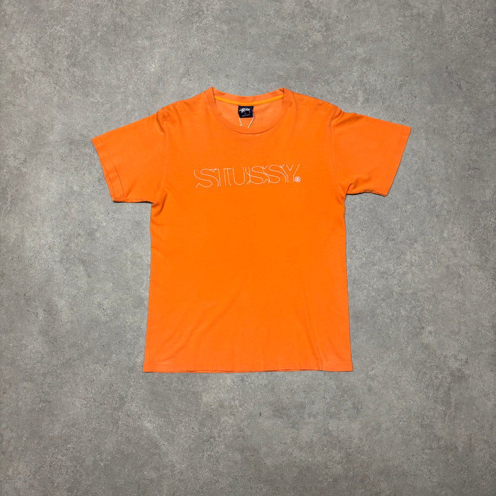 Vintage 90's Stussy Orange Made In USA T-Shirt (S)