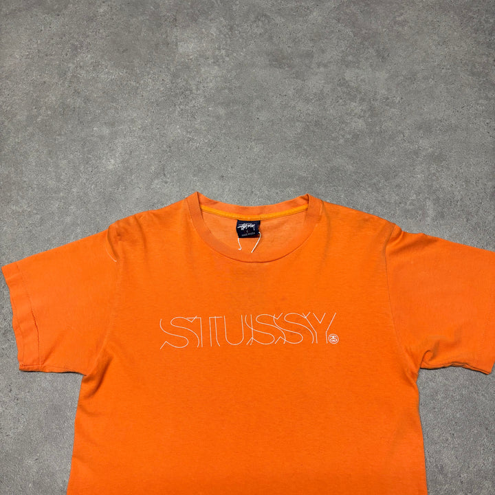 Vintage 90's Stussy Orange Made In USA T-Shirt (S)