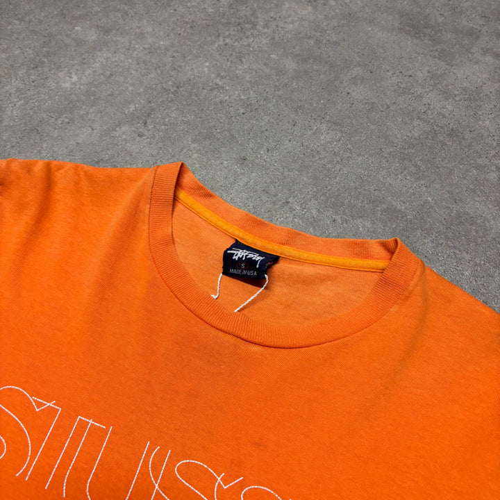 Vintage 90's Stussy Orange Made In USA T-Shirt (S)