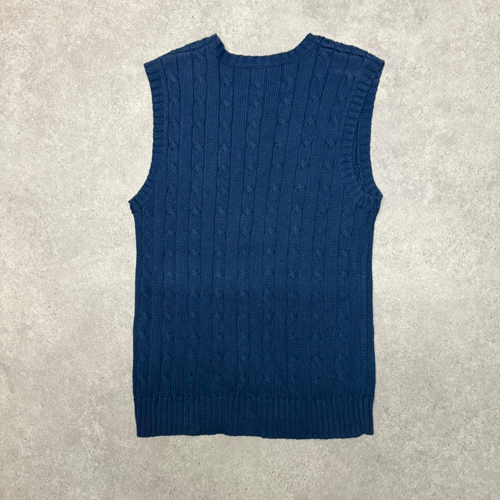 Chaps Cable Knit Vest Size L (Fit M) Navy